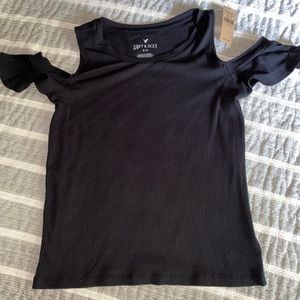 American eagle ribbed cold shoulder top